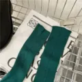 Dark green ribbed knit arm sleeves for women, stylish warm winter knitted cuff accessories. - One Size / Dark Green