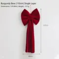 Gran lazo de terciopelo burdeos adorno colgante para árbol de navidad y fiesta SKU - Lazo Burdeos (110cm) Doble Capa