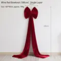 Gran lazo de Navidad de terciopelo, decoración colgante roja para fiestas y diseño de interiores. - Lazo Burdeos (180cm) Doble Capa