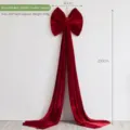 Large red velvet bow Christmas hanging ornament for holiday party tree and hotel decor 200cm - Wine Red Bow (200cm) Double Layer