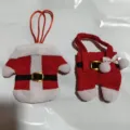 Christmas Santa suit cutlery holder set, festive tableware cover for holiday party decor - Santa Clothes & Pants Cutlery Set (Plastic Buckle)