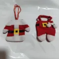 Christmas mini Santa costume cutlery holders set, festive tableware decor, 2pcs set. - Santa Clothes & Pants Cutlery Set (Non-woven Buckle)