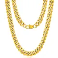 Men women gold color cuban link chain necklace 18k gold plated titanium steel thick chain - D-Ring Clasp Style / 8mm - Length 18cm / Gold