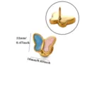 Gold butterfly lapel pin enamel brooch badge with blue and pink color inlay for women apparel. - Blue Pink Butterfly Style (XZ401)