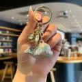 Cute iridescent whale keychain with metal ring, glossy acrylic charm for bags and car keys. - BH-1342 (Whale)