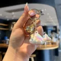 Iridescent whale keychain, cute acrylic key ring with bell for women bags and cars - BH-1345 (Whale)