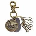 Vintage bronze owl keychain metal pendant bag accessory for keys and pants decoration style - Snap Hook Style