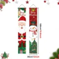 Christmas porch banner decorations set featuring Santa Claus and snowman designs, 180x30cm size. - Classic Christmas Cartoon Style (SDMD931) / 180x30cm