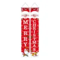 Christmas porch banner set holiday hanging flags outdoor indoor door decor red hanging signs - Santa Snowman Red Background Style (SDMD935) / 180x30cm