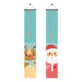 Christmas hanging banner porch sign holiday decoration set with Santa and reindeer pattern. - Blue-Green Plaid Reindeer Style (SDMD942) / 180x30cm