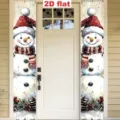 Christmas snowman porch banners holiday hanging flags winter door decorations 2D flat - Snowman Theme Flat Style (SDMD947) / 180x30cm
