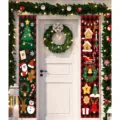 Christmas porch banners red black buffalo plaid hanging decorations for front door holiday home party - Red-Black Plaid Christmas Style (SDMD950) / 180x30cm