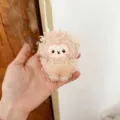 Cute fluffy sheep plush brooch variant, soft curly wool doll accessory for bags and clothes. - Brown Lamb