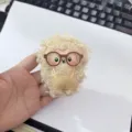 Cute fluffy curly sheep plush brooch with glasses and cute overalls cartoon doll toy accessory. - Brown Glasses Brown Lamb