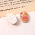 Cabochon en résine ovale à fleurs séchées et feuille d'or pour étui de téléphone boucles - Style Coquille Blanche / Blanc