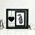 Wooden double-sided rotating photo frame with heart pendant for home decor and memorial display. - Black Vertical-6 Inch No Light