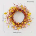 Autumn artificial berry wreath, 50cm yellow leaf door hanging decor for Thanksgiving harvest. - Qi Ming Wreath 50cm