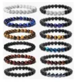 8mm natuursteen vulkanische lava kralen elastische armbanden set diverse stijlen - 12-delige set