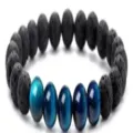 8mm Zwarte Lava Steen en Blauwe Tijgeroog Kraal Elastische Armband voor Sieraden - Lavasteen & Blauwe Tijgeroog
