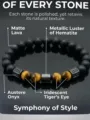 Natuurstenen kralenarmband met tijgoog lavasteen en hematiet elementen voor heren en dames - Met multi-edelsteen kralen