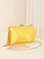 Gelbe Satin Abendtasche Clutch mit Goldkette und edler Quaste für festliche Bankett Partys. - Gelb