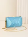 Seidige Satin Abendtasche Clutch mit Kette und Quaste für Damen elegante Party Hochzeit - Hellblau