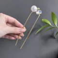 Elegante U-förmige Haarnadel aus Metall mit Perle und Kristall für das tägliche Styling - U-shaped hairpin 2867