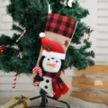 Calcetín de Navidad Cuadros Pinguino Bolsa de Regalo Árbol Colgante Decoración Variante - Pingüino Cuadros Buffalo