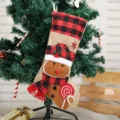 Calcetin de Navidad hombre de jengibre, cuadros rojo negro, decoracion arbol fiesta regalo - Hombre de Jengibre Cuadros Buffalo