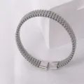 Edelstahl gewebtes Armband in Silber offener Armreif eleganter modischer Damenschmuck - 10mm / Stahlfarbe 2