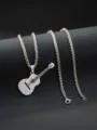 Roestvrijstalen gitaar hanger halsketting voor heren in zilverkleur hiphop sieraden variant - Drakenbotketting / Zilver