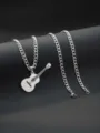 Roestvrij staal gitaar hanger ketting voor heren hip hop mode stijl sieraden accessoire - NK ketting / Zilver