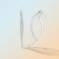 S925 silver pave curved hoop earrings for women, sparkling moissanite fashion jewelry. - E15722 Moissanite 118pcs