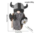 Viking Gnome Plush Toy Warrior Doll with Axe and Shield Halloween Holiday Decoration - Brown