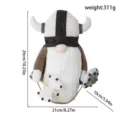 Viking Gnome Plush Toy Warrior Figurine with Horned Hat Axe Shield 26cm Cute Gnomes Decor - White