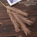 Καφέ τεχνητό γρασίδι πάμπας 4 κλάδων καλάμι ψεύτικο λουλούδι για διακόσμηση σπιτιού, 58.5cm - Καφέ