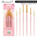 Set de 12 pinceaux professionnels en poils de nylon rose pour aquarelle acrylique huile - 6 Pièces Rose Rond HB807F