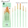 Ensemble de pinceaux ronds en nylon pour artistes, aquarelle, acrylique et peinture à l'huile. - 6 Pièces Vert Menthe Rond HB807LV