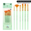 Kit de 12 pinceaux en poils de nylon avec manches verts et emballage pour la peinture d'art. - 6 Pièces Vert Menthe Mixte HB808LV