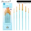 Set de 6 pinceaux en nylon pour aquarelle, acrylique et peinture à l'huile, manches bleus. - 6 Pièces Bleu Ciel Rond HB807LS