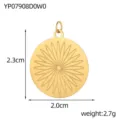 Stainless steel gold round sun flower pendant DIY jewelry accessory charm 2.3x2.0cm - Round Sun Flower Pendant Style (YP07908D0W0)