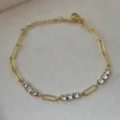 Vergulde paperclip ketting armband met zirkonia stenen elegante mode sieraden - Klauwketting Segment Stijl / Goud
