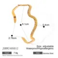 Goldfarbener Edelstahl gewellter Armreif verstellbare Groesse wasserdicht hypoallergen - Unregelmäßiges Armband (JDBW2405015)