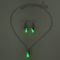 Halloween luminous ghost drift bottle necklace earrings set glowing pendant jewelry - Earrings + Necklace Set