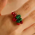 Magnifique bague bijoux réglable avec clochettes rouges et vertes pour Noël - Style Cloche Rouge et Verte (5341)