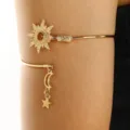 Elegante bracciale da braccio sole dorato vintage con ciondoli luna e stella in stile boho. - Oro KC Ciondolo Sole Luna (1374)