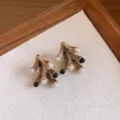 Vintage style irregular gold metal branch pearl stud earrings elegant fashion jewelry for women - 4# Earrings - Antique Gold