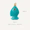 Turquoise resin fish pendant charm with blue rhinestone eye, DIY necklace accessory 30x18mm - Dark Blue Style / Deep Blue Small Fish Pendant