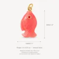 Resin fish pendant DIY necklace accessory charm with red crystal eye and gold loop. - Pink Style / Pink Red Small Fish Pendant