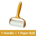 Rouleau anti-poussière avec poignée jaune et recharge de papier adhésif arrachable - 10cm * 40 Feuilles, 1 Rouleau / Jaune Tournesol